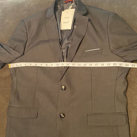 Men’s Mogu Casual Suit Jacket Blazer Slim Fit 2 Button Gray Size 42 NWT - Picture 7 of 10
